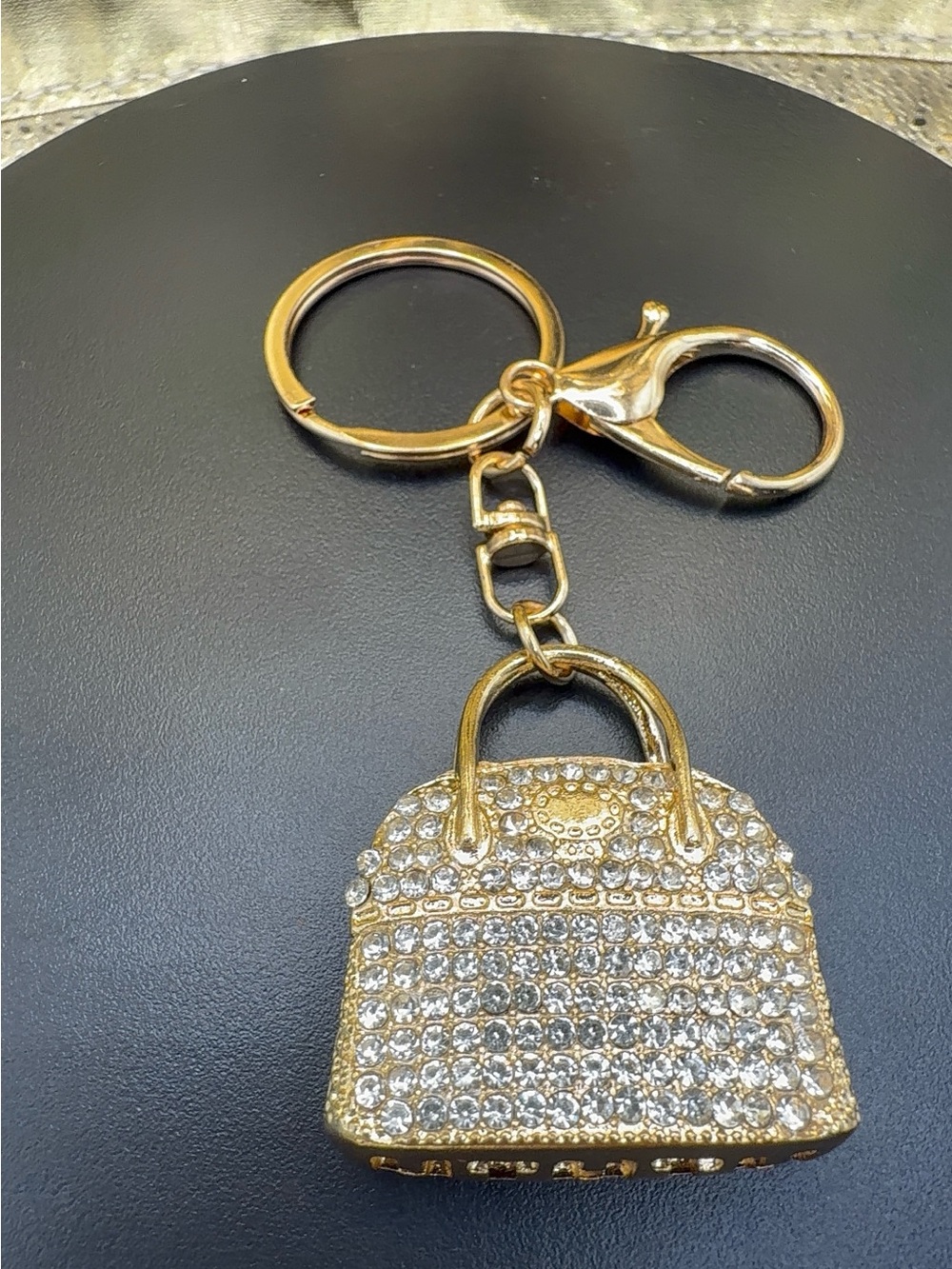 Gold Crystal Handbag Keyring - Sparkling Bag Charm